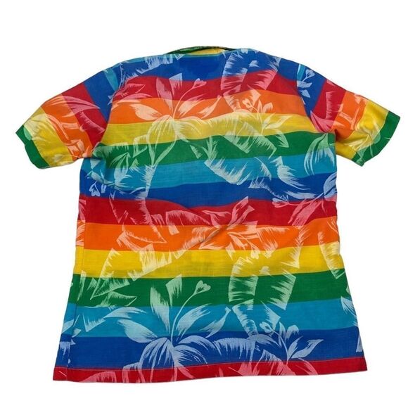 Endless Summer Hawaiian Rainbow Button Up Shirt Vintage - Picture 2 of 4